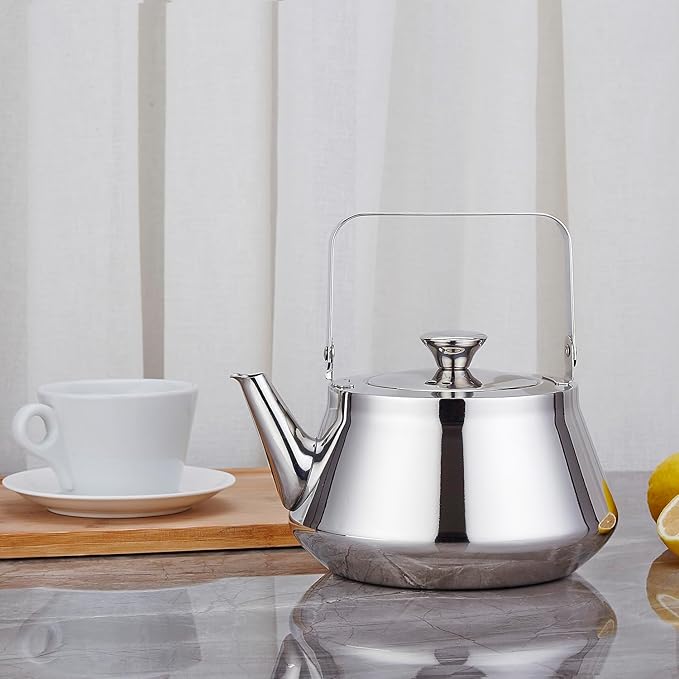 SANQIAHOME 2.1 Quart stainless steel teapot with Infuser A modern, minimalist style