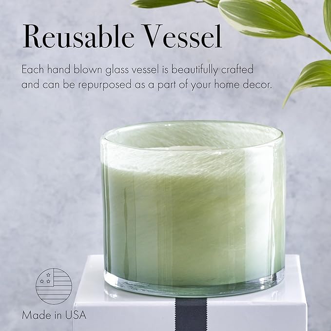 LAFCO New York 3-Wick Candle, Fresh Cut Gardenia - 30 oz - 120-Hour Burn Time - Reusable, Hand Blown Glass Vessel - Made in The USA - Bloomnest