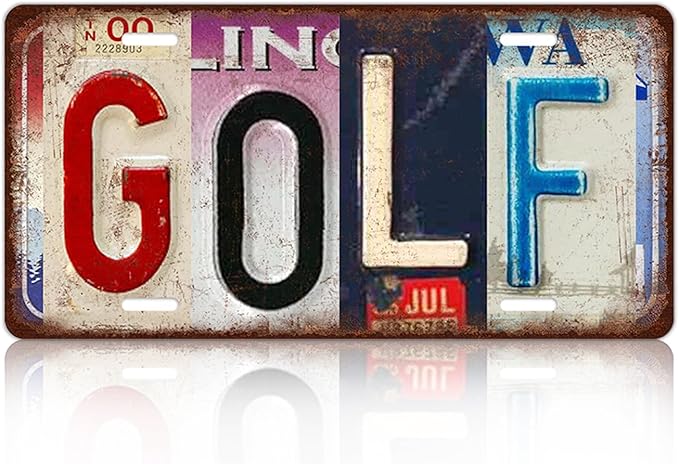 Vintage Sport Metal Tin Sign Golf License Plate Wall Decor for Home Cafe Bar Pub 12 x 6 Inches - Bloomnest