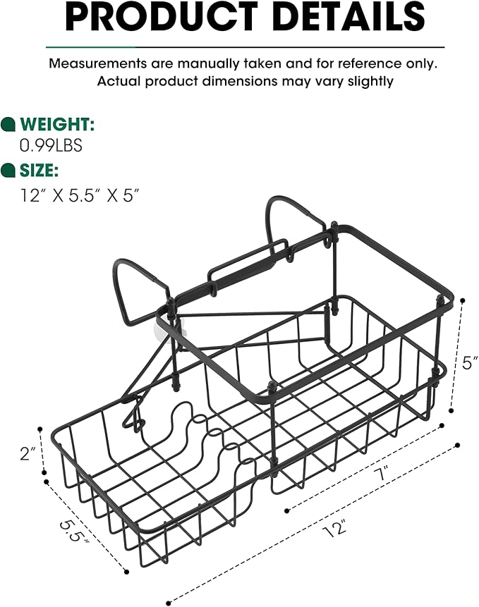 Rustproof Hanging Shower Caddy for Bathtub, Stainless Steel Shower Caddy for Tub Side, Hanging Shower Organizer Basket for Shampoo, Conditioner, Soap & Bath Accessories, Easy Install, Matte Black - Bloomnest