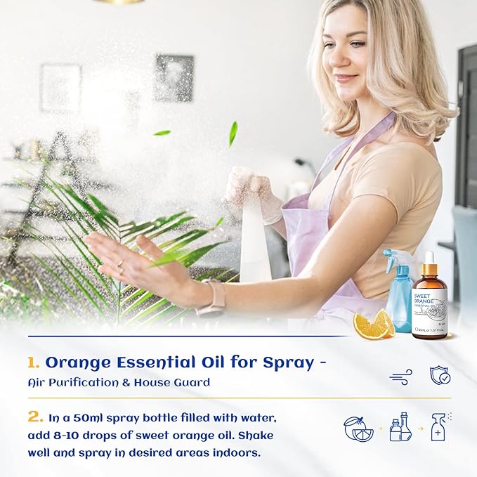 HIQILI 30ML Sweet Orange Essential Oil - Pure and Natural for Diffuser, Skin - 1 Fl Oz - Bloomnest