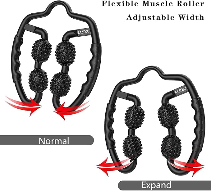 Cellulite Massage Tool Muscle Roller - Deep Fascia Massager & Dimpled Skin Remover for Legs, Thighs & Buttocks - Anti-Cellulite Roller, Smooth Skin, Pain Reliefs Black（Black - 4 Wheel） - Bloomnest