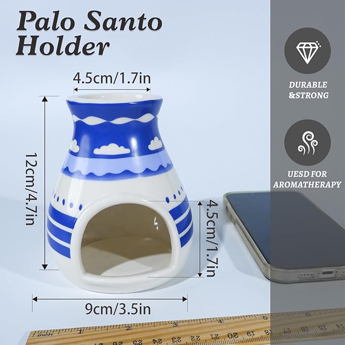 Handcrafted Palo Santo Burner – Hopi-Inspired Ceramic Incense Dish for Aromatherapy – Suitable for Sage, and Cone Incense – Ideal for Energy Cleansing, Yoga, Meditation, Zen, Altar Décor MOUGIGI