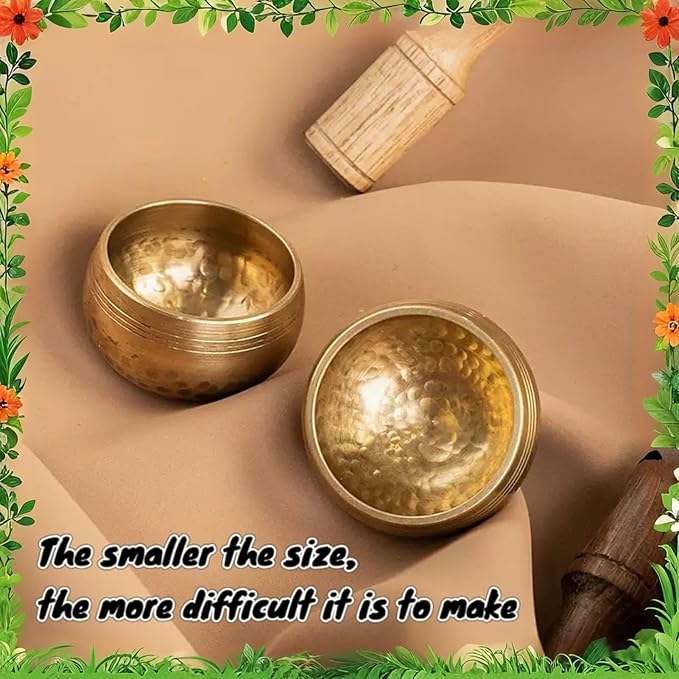 Hand-Hammered Mini Tibetan Singing Bowl Set for Meditation & Yoga - Small Himalayan Sound Bowl for Chakra Balancing, Mindfulness, Energy Healing - Perfect Healing Gift from Nepal Bloomnest