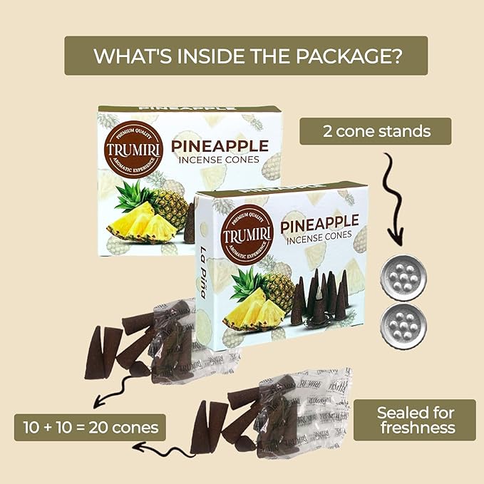 TRUMIRI Pineapple Incense Cones - Total 20 Cone Incense - Dual Pack of 10