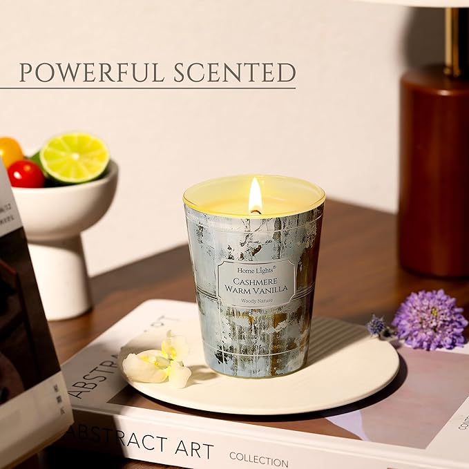 HomeLights Scented Candles for Women & Men, 6.7oz Candle Jars Aromatherapy Single Wick Candle, Ideal for Industrial Chic Home Decor and Gifts, Cashmere Warm Vanilla - Bloomnest