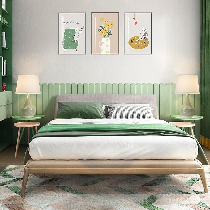GyroVu Table Lamp Set of 2, 18.63” Ceramic Table Lamp Classic Beside Lamps Nightstand Lamp Modern Lamp for Living Room, Bedroom & Office Rocker Swtich Sage Green-LED Bulbs Included - Bloomnest