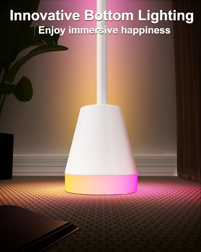 Keepsmile Smart RGB LED Corner Floor Lamp,172 LEDs Bright Standing Lamps for Living Room with APP and Remote,Modern Floor Lamp with Music Sync and 16 Million Colors, Ambient Lighting for Bedroom White - Bloomnest
