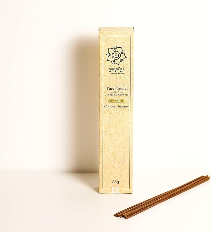 Cambodian Agarwood/Oud Incense Sticks- Gold (Coreless) - Bloomnest