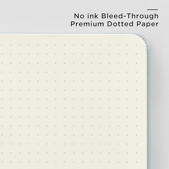 &And Per Se Dotted Journal Notebook, A5 Hardcover Leather Bullet Dotted Journal, 160 Pages 100 gsm Thick Paper, 3 Sheets of Stickers Included- 5.7'' x 8''（Cyan） - Bloomnest