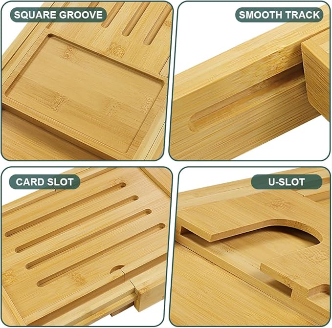 Bamboo Bathtub Tray Expandable Bath Table Tray Bathtub Caddy for Relaxing SPA Bathroom Accessories for House Warming Shower - Bloomnest