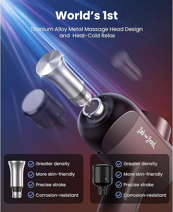 BOB AND BRAD X6 Pro Max Massage Gun with Heat-Cold and Metal Head Therapy, Percussion Deep Tissue Massager Gun for Athletes, Electric Muscle Massage Gun with 6 Replacements - Bloomnest