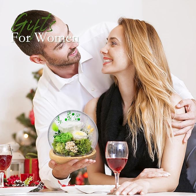 FIACO Preserved Rose Birthday Gift for Women Forever Fresh Flowers for Prime Delivery Gift for Mom Grandma Wife Valentines Mothers Day Christmas Anniversary Eternal Roses in Glass Dome - Bloomnest