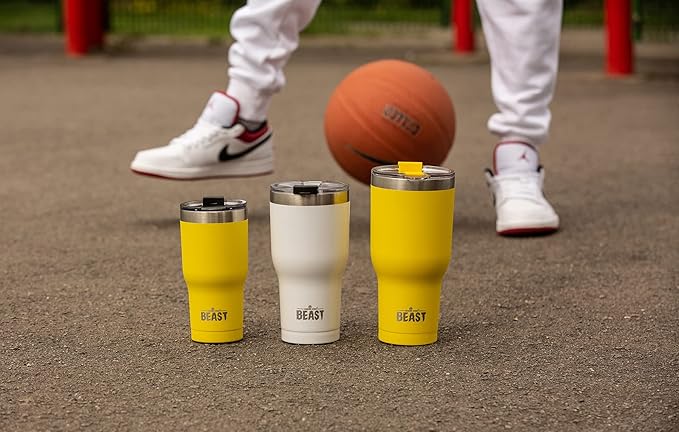 Beast 40 oz Tumbler Stainless Steel Vacuum Insulated Coffee Ice Cup Double Wall Travel Flask (Lemon) - Bloomnest
