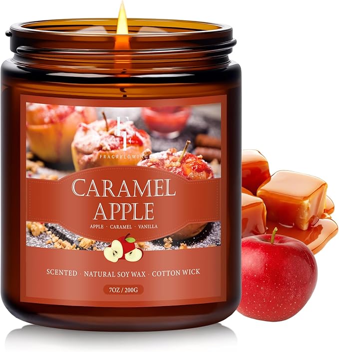 Fall Candle, Caramel Apple Scented Candles for Home, Natural Soy Autumn Candle Aromatherapy Candle, 7 oz Jar Candles Fall Gifts for Women Men - Bloomnest