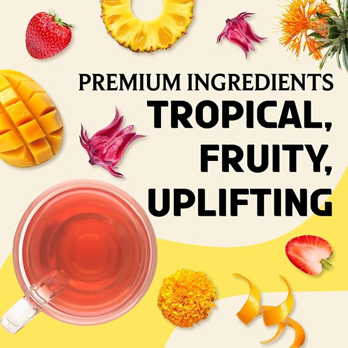 BREWIX, Mango Marvel Herbal Loose Tea (50+ Cups) | Made with Hibiscus, Mango, Pineapple, Orange Peel, Strawberry | Non-Caffeinated | Make Hot or Iced | Resealable Pouch - Bloomnest
