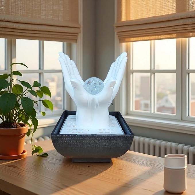 Indoor Water Fountain, Small Water Fountain Indoor, Indoor Water Feature with Desk Waterfall, Zen Table Top Fountains for Home Office Desk Decor, Mini Tabletop Fountains(White) - Bloomnest