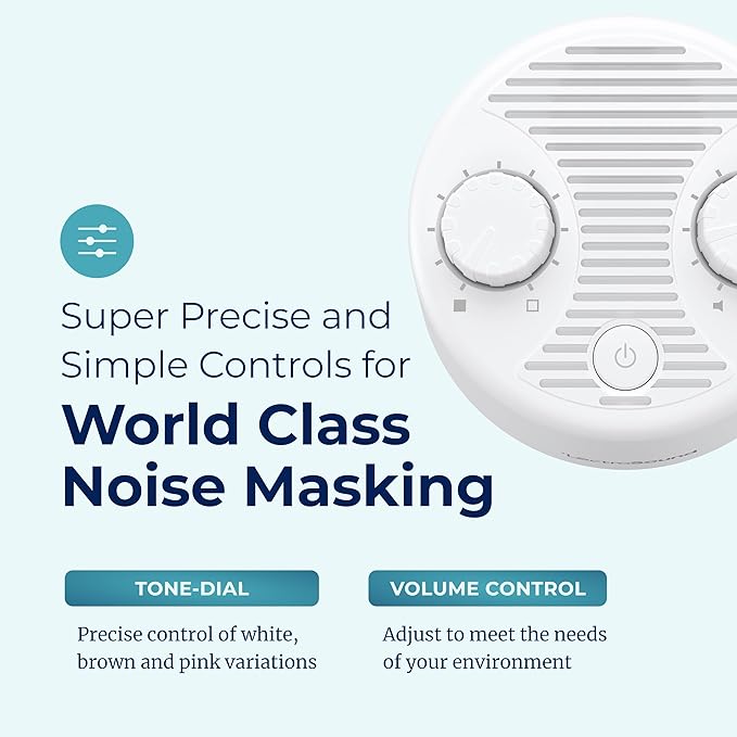 Adaptive Sound Technologies Lectro Sound 2 White Noise Machine - Simple Machine for Nursery or Bedroom - Non-Looping, Warm White Noise for Soothing Sleep - for All Ages - White - Bloomnest