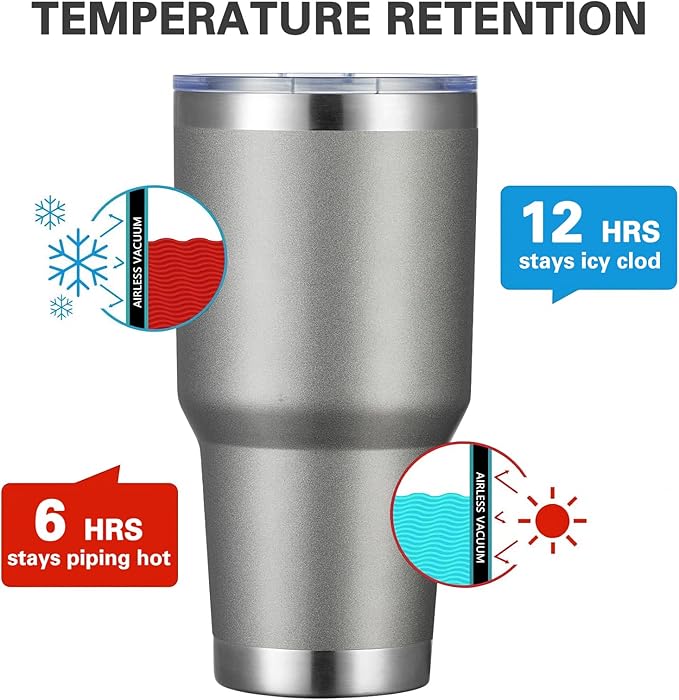 MEWAY 30oz Insulated Tumbler With Lids and Straws,Stainless Steel Double Vacuum Coffee Tumbler Cup, Brush, Durable Powder Coated Coffee Cup for Cold & Hot Drinks, Office, Travel(Cold Grey,4 PACK) - Bloomnest