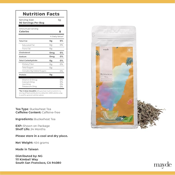 Mayde Buckwheat Loose Leaf Tea - Non-Caffeinated, Premium Taiwanese Tea, 1 lb (16 oz) - Bloomnest