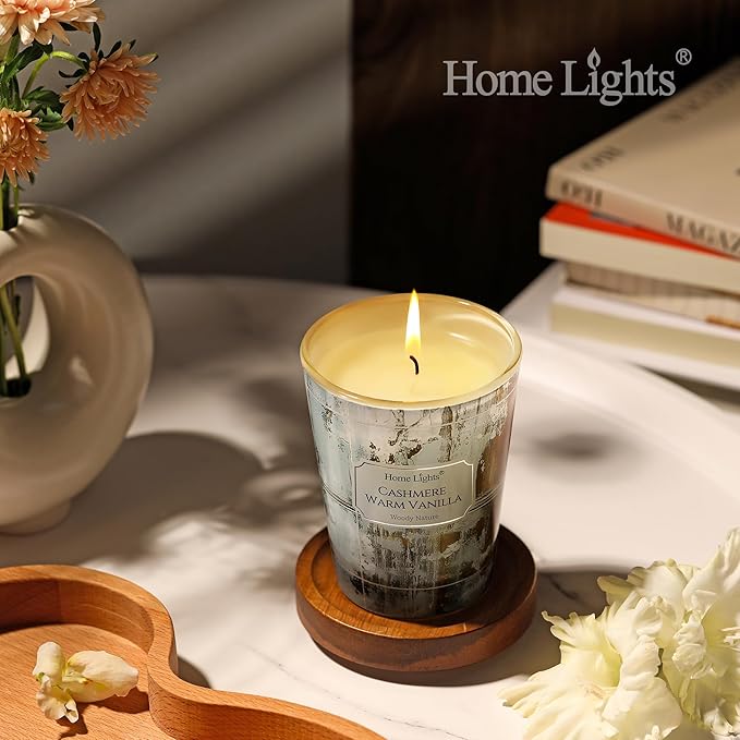 HomeLights Scented Candles for Women & Men, 6.7oz Candle Jars Aromatherapy Single Wick Candle, Ideal for Industrial Chic Home Decor and Gifts, Cashmere Warm Vanilla - Bloomnest