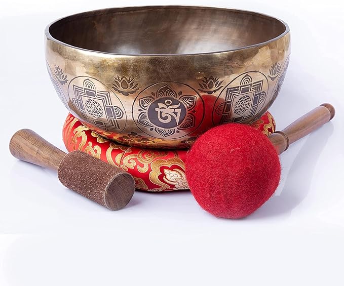 Large Tibetan Singing Bowl Set - 11" Master Healing Big Professional Grade For Sound Bath Chakra 7 Metal Meditation Yoga By Himalayan Bazaar HimalayanBazaar