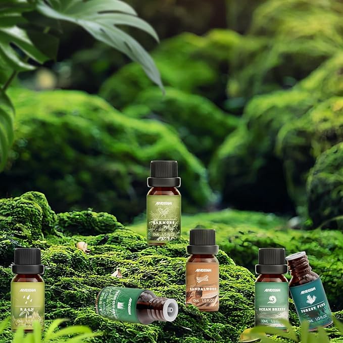 Nature Essential Oils Set, ARVIDSSON Natural Fragrance Oils for Candle Making, Fresh Cut Grass, Ocean Breeze, Rain, Pine, Sandalwood, Oakmoss, Diffuser Scented Oils - Bloomnest