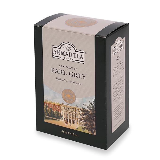 Ahmad Tea Black Tea, Earl Grey Aromatic Loose Leaf, 454g - Caffeinated and Sugar-Free - Bloomnest