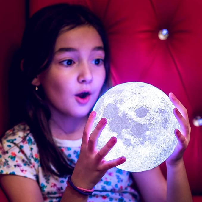 PRUGNA Moon Lamp, 1200mAh Ultra-Long Endurance Night Light, 7.1" 16 Colors LED Moon Light, Remote&Touch Control Room Decor Lamps for Kids Women Gift - Bloomnest