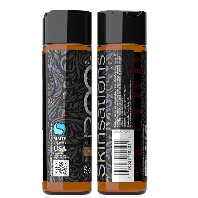 Skinsations - Scented Body Oil - Coconut Spice - 100% Fractionated COCONUT Oil - Fragrance Oil for Skin, After Shower Body Oil for Women and Men, Body Moisturizer, Bath Oil, Hydrating Massage Oil