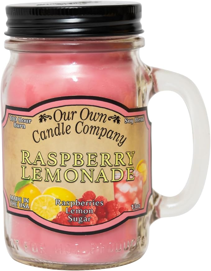 Our Own Candle Company, Raspberry Lemonade Scented Mason Jar Candle, 100 Hour Burn Time, 13 Ounces - Bloomnest