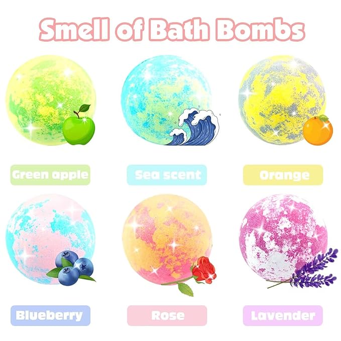 Bath Bombs for Kids Girls with Surprise Inside 6 Large Organic Bubble Kids Bath Bombs with Jewelry Toys Inside Safe & Natural Bathbombs Birthday Christmas Easter Surprise Princess Gifts Set for Girls - Bloomnest