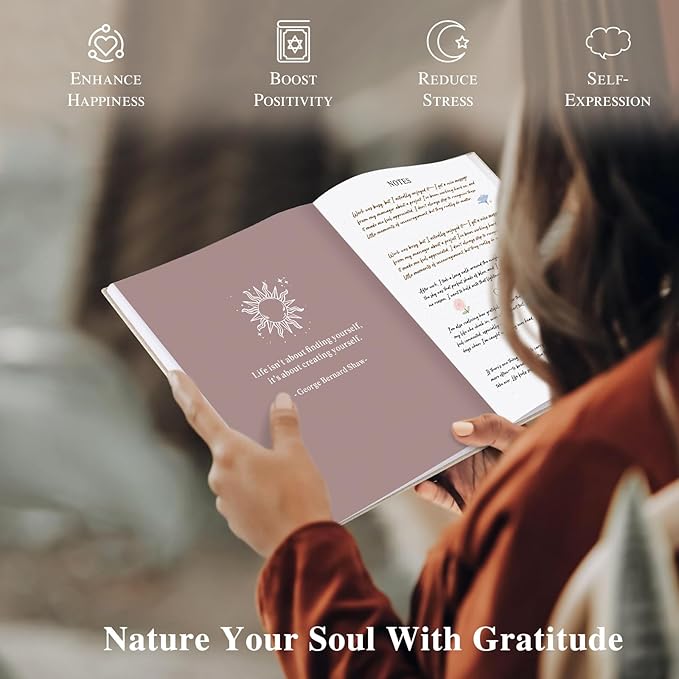 Lanpn Daily Gratitude Journal for Woman Men, The 5 Minute Gratitude Diary with Prompts, Linen Affirmation Mindfulness Positivity Planner, 156 Page Better Every Day Reflection Guided Notebook, Purple - Bloomnest