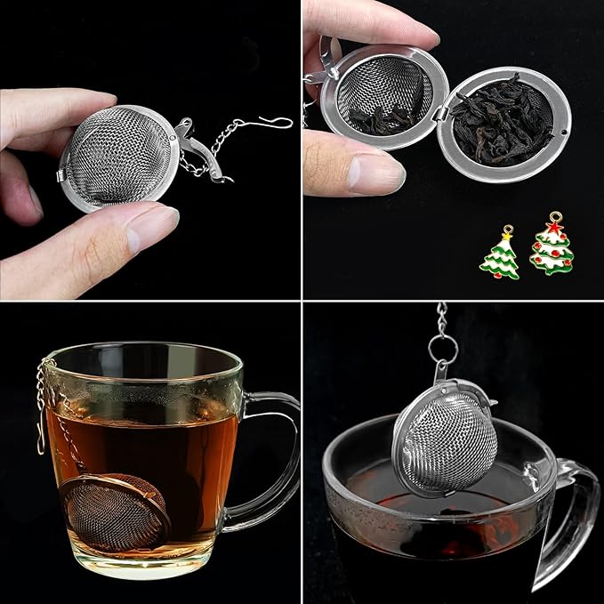 Stainless Steel Mesh Tea Infuser, 2.1 in. Tea Ball with Christmas Tree Pendant, 2PC Set - Bloomnest