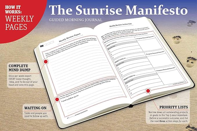 SaltWrap Sunrise Manifesto: Daily Morning Guided Journal for Gratitude, Mindfulness, Wellness, Self Care for Women & Men – 5 Minute Reflection Journal