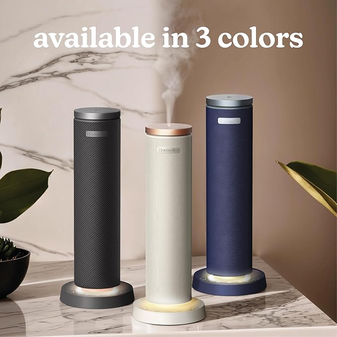 Homedics SereneScent Fabric Rechargeable Waterless Diffuser, Use with Homedics SereneScent Oil 120ml (Sold Separately) Cordless Aromatherapy, Adjustable Mist & Timer, 6 Calming Lights, Grey - Bloomnest