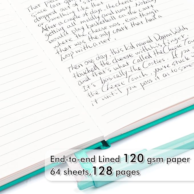 feela 12 Pack Notebooks Journals Bulk, Hardcover Notebook Classic Ruled Lined Journals with Pen Holder for Women Girls School Business Supplies, with 12 Black Pens, 120 GSM, 5.1”x8.3”, A5, Aqua - Bloomnest