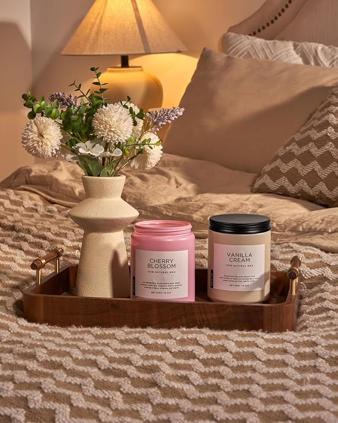 M&SENSE Cherry Blossom Scented Spring Candle, 19.4oz 110 Hours Long Lasting Natural Soy Wax Stress Relief Aromatherapy Romantic Candle for Women & Bedroom Decor - Bloomnest