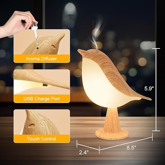 Small Bird Table Lamp, 2600 mAh Cordless Desk Lamp, Touch Night Light with 3 Color, Small Lamps, Rechargeable Bedside Night Light, Hummingbird Lamps for Bedroom Nightstand Bedside Table - Bloomnest