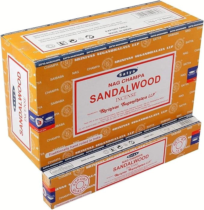 Satya Nag Champa Sandalwood Incense Sticks - Box 12 Pack (Sandalwood) Bloomnest