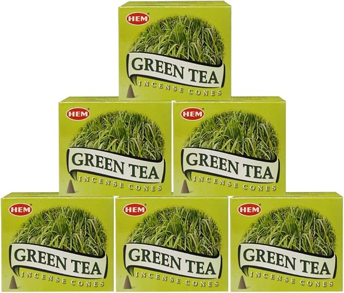 TRUMIRI Incense Cone Holder Bundle with Hem Green Tea Incense Cones - Pack of 6 (Approx 60 Cones)