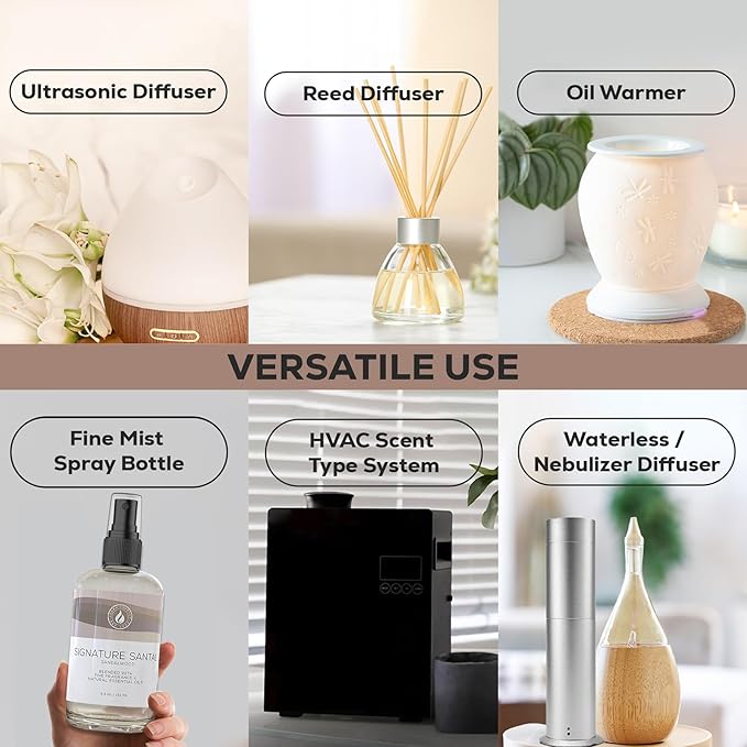 Aroma Country Signature Santal Diffuser Oil - Luxury Essential Oils for Diffuser Refill & Air Freshener Room Spray - Long-Lasting & Natural Home Fragrance, Sandalwood Scented Oil (8.5 Fl. oz) AromaCountry