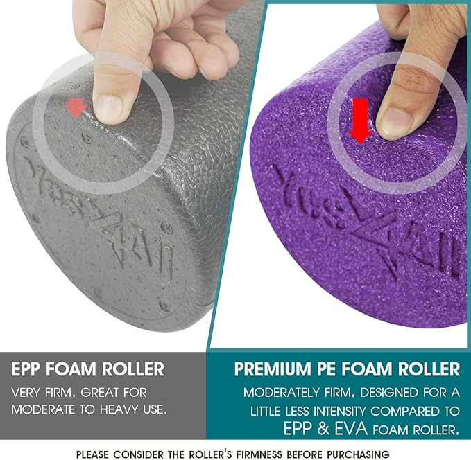 Yes4All Medium Firm Round PE Foam Roller 12, 18, 24, 36 Inches for Pilates, Yoga, Stretching, Balance & Core Exercises - Bloomnest