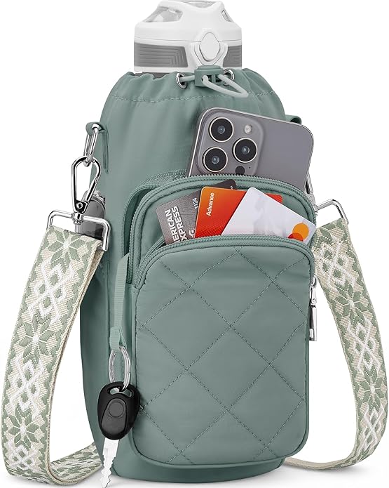 Water Bottle Bag Crossbody，Insulated Water Bottle Purse Crossbody Water Bottle Holder with Strap 40 oz SYTRAH