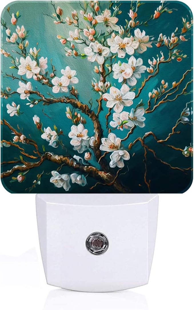 Blossoming Almond Tree Night Light,Plug-in Nightlights Auto Sensor Night Lamp Dusk to Dawn Lamp Home Decor for Nursery Children Girls Boys