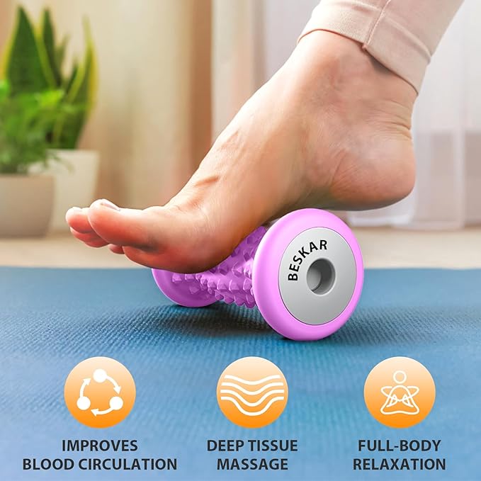 BESKAR Foot Massager Roller for Plantar Fasciitis Relief, Portable Feet Roller to Deep Tissue Muscle Massage, Foot Arch and Heel Pain, Reflexology Tool - Bloomnest