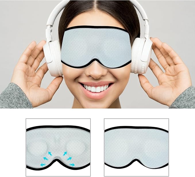 3D Sleep Mask, 100% Blackout 3D Contoured Sleep Eye Mask, Comfortable & Super Soft Sleeping Mask with Adjustable Straps for Women, Men, Sleeping Travel Yoga Naps (Baby Blue) - Bloomnest