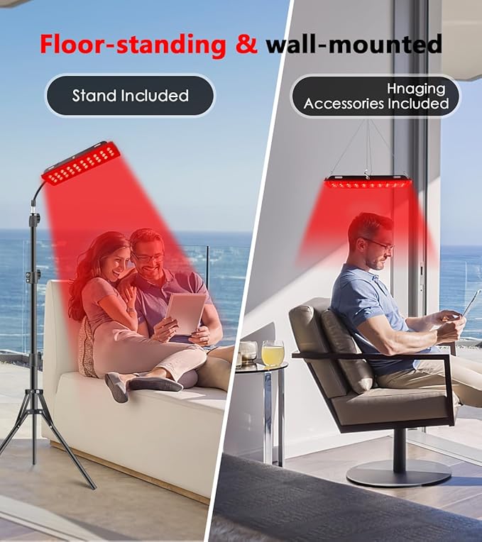 Red Light Therapy Lamp, Infrared Light Therapy with Stand - 660nm Redlight and 850nm Near Infrared Light Device for Body Pain Relief Skin Care Astarexin