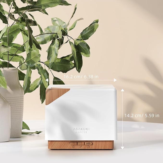 ASAKUKI Smart WiFi Essential Oil Aromatherapy Diffuser, Easy Connect with Alexa and Google Home Phone App Voice Control 700 ml Ultrasonic Diffuser, Create Schedules 7 LED Colors Humidifier - Bloomnest
