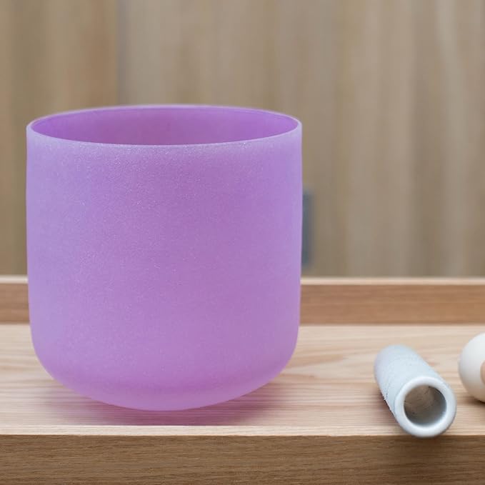 Leize Quartz Crystal Singing Bowl 432hz B Note Crown Chakra Violet 6" with Suede Striker - Bloomnest